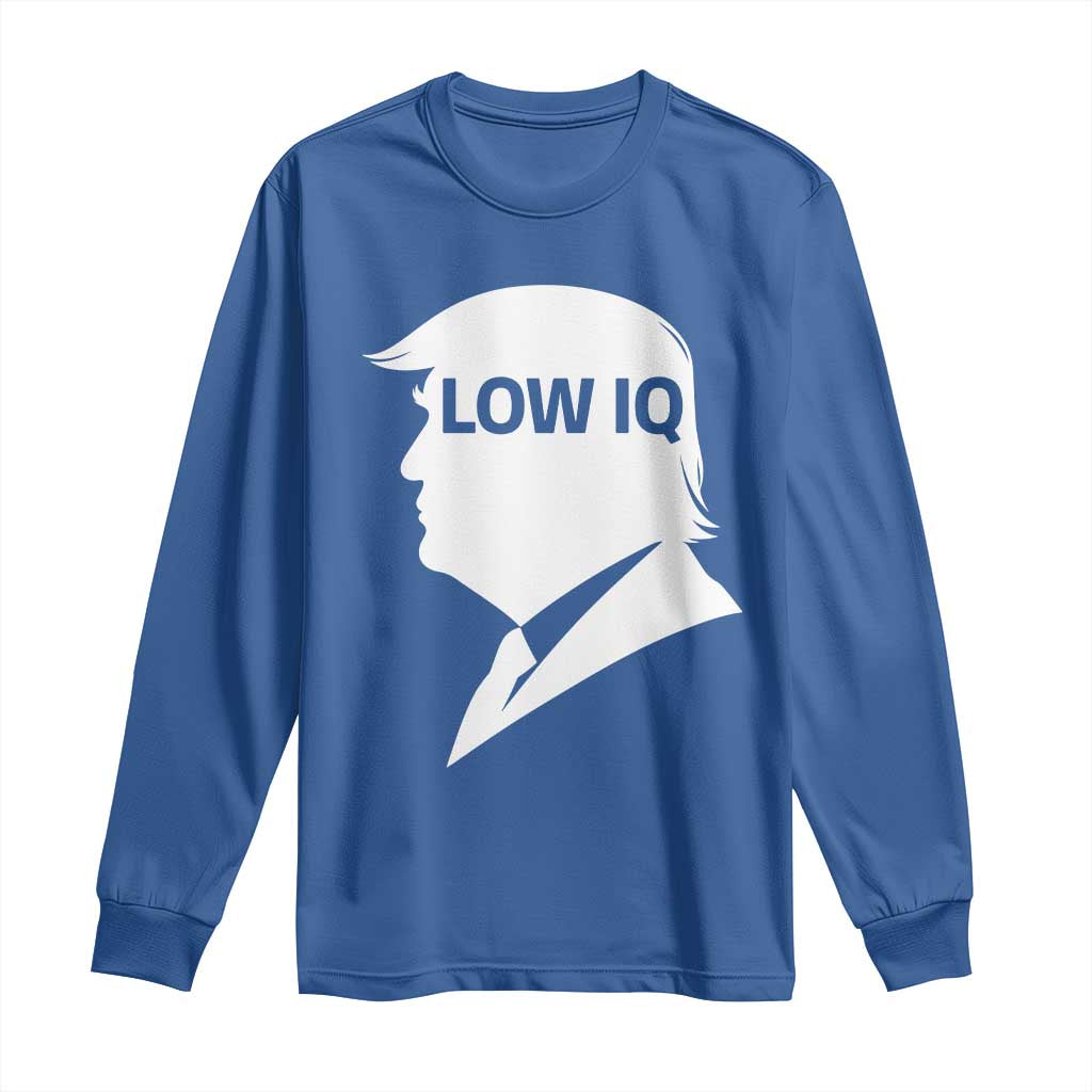 Low IQ Political Silhouette Profile Humor Long Sleeve Shirt Satirical Politics Subtle Hate TS02 Royal Blue Print Your Wear