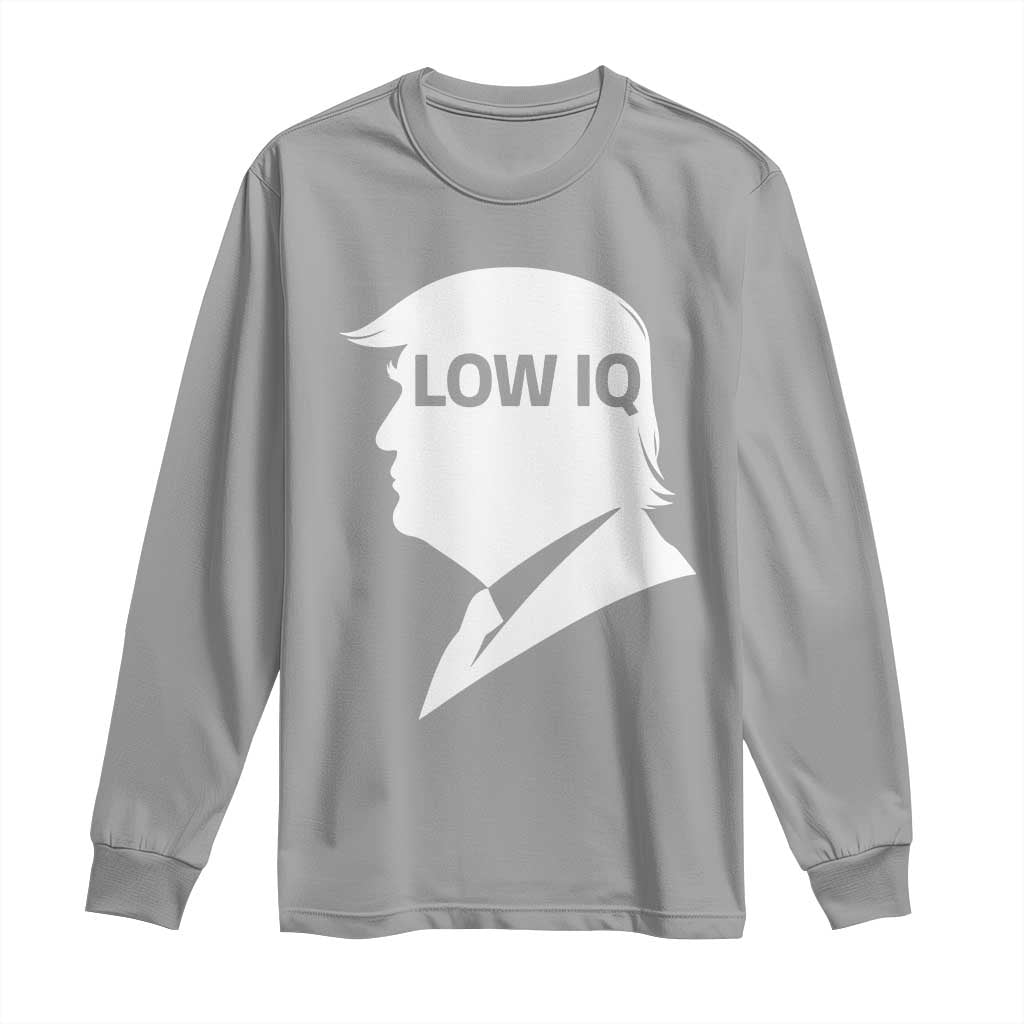 Low IQ Political Silhouette Profile Humor Long Sleeve Shirt Satirical Politics Subtle Hate TS02 Sport Gray Print Your Wear