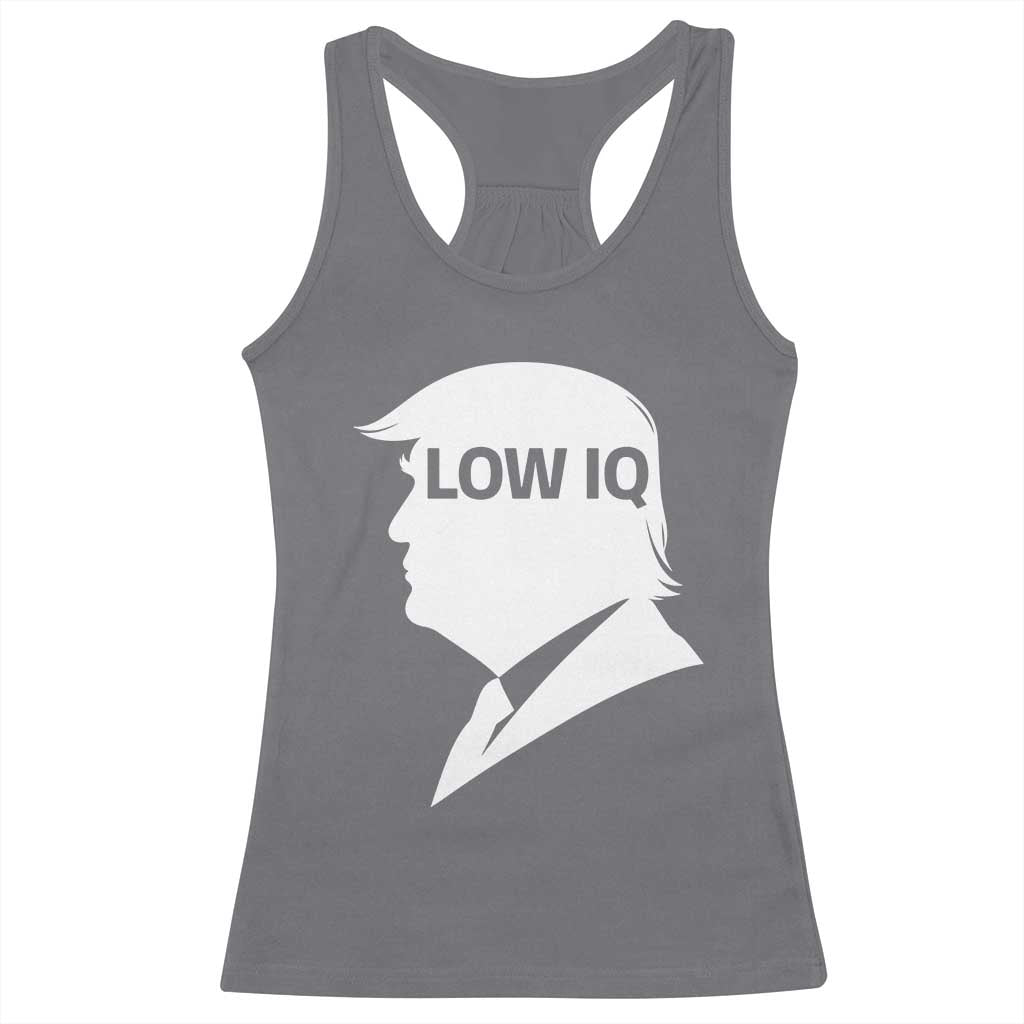 Low IQ Political Silhouette Profile Humor Racerback Tank Top Satirical Politics Subtle Hate TS02 Charcoal Print Your Wear