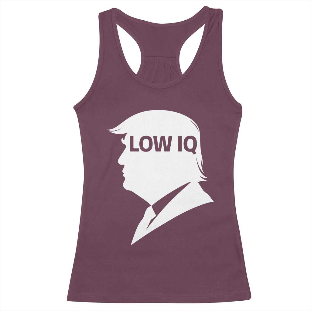 Low IQ Political Silhouette Profile Humor Racerback Tank Top Satirical Politics Subtle Hate TS02 Maroon Print Your Wear