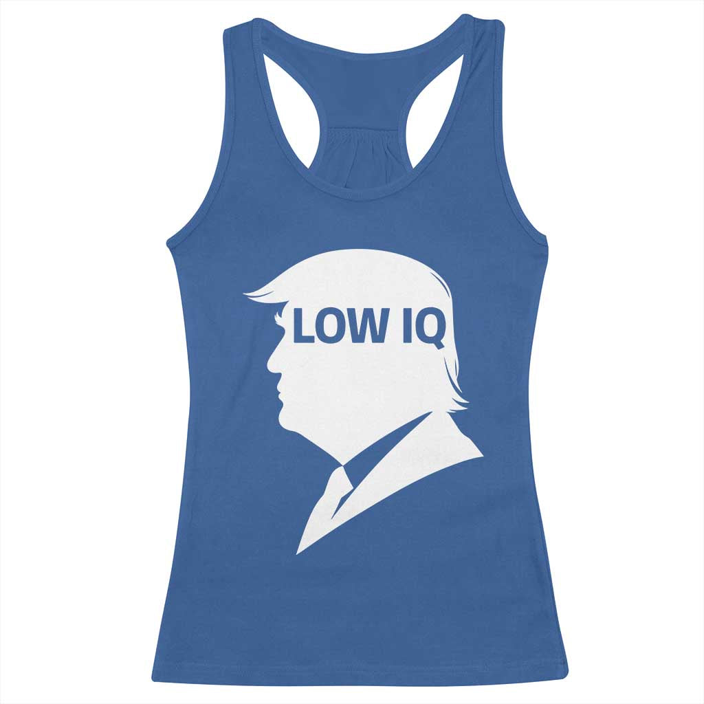 Low IQ Political Silhouette Profile Humor Racerback Tank Top Satirical Politics Subtle Hate TS02 Royal Blue Print Your Wear