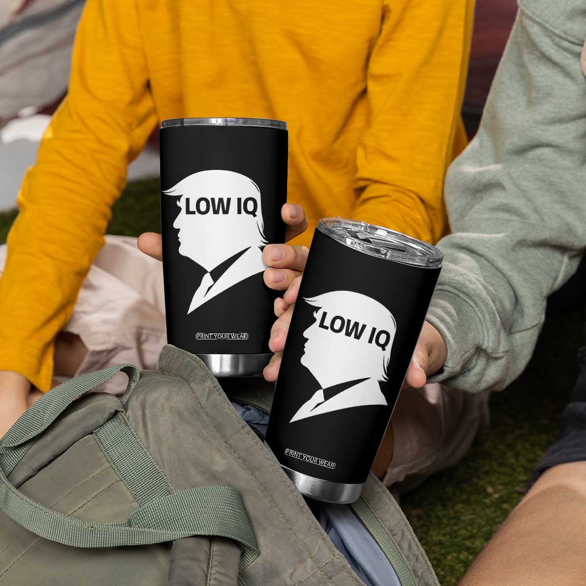 Low IQ Political Silhouette Profile Humor Tumbler Cup Satirical Politics Subtle Hate TS02 Print Your Wear