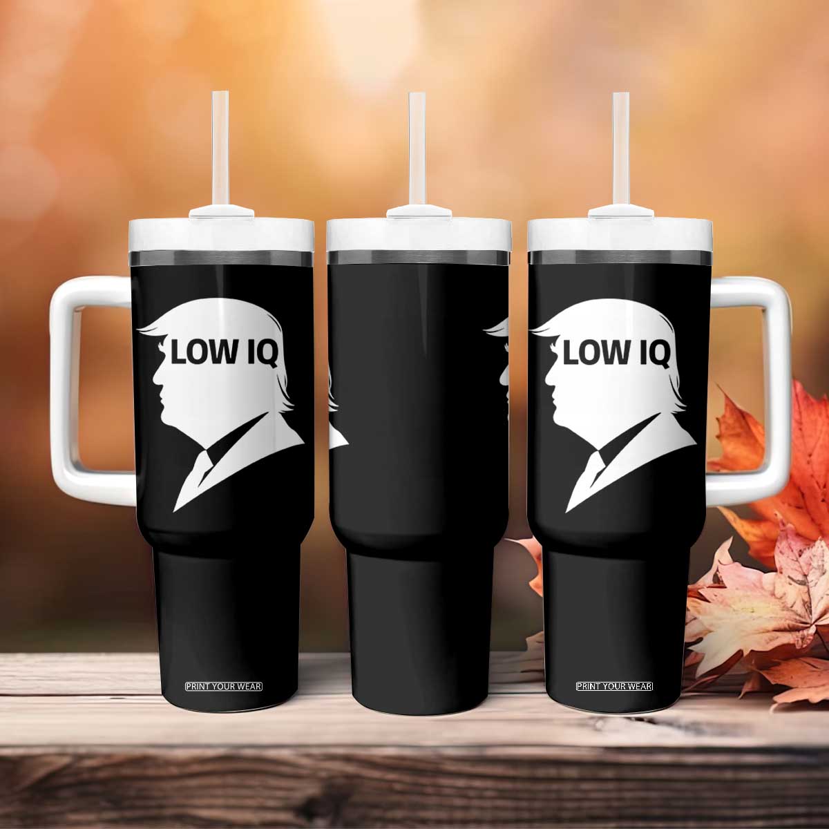 Low IQ Political Silhouette Profile Humor Tumbler With Handle Satirical Politics Subtle Hate TS02 Print Your Wear