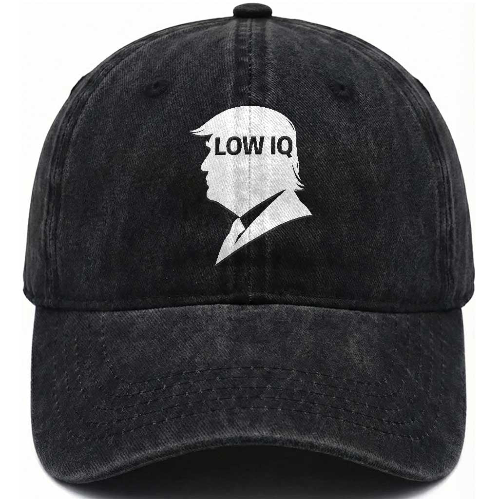 Low IQ Political Silhouette Profile Humor Washed Cotton Baseball Cap Satirical Politics Subtle Hate TS02 Print Your Wear