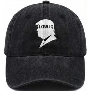 Low IQ Political Silhouette Profile Humor Washed Cotton Baseball Cap Satirical Politics Subtle Hate TS02 Print Your Wear