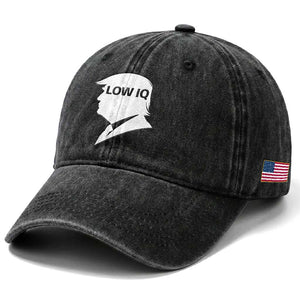 Low IQ Political Silhouette Profile Humor Washed Cotton Baseball Cap Satirical Politics Subtle Hate TS02 Print Your Wear