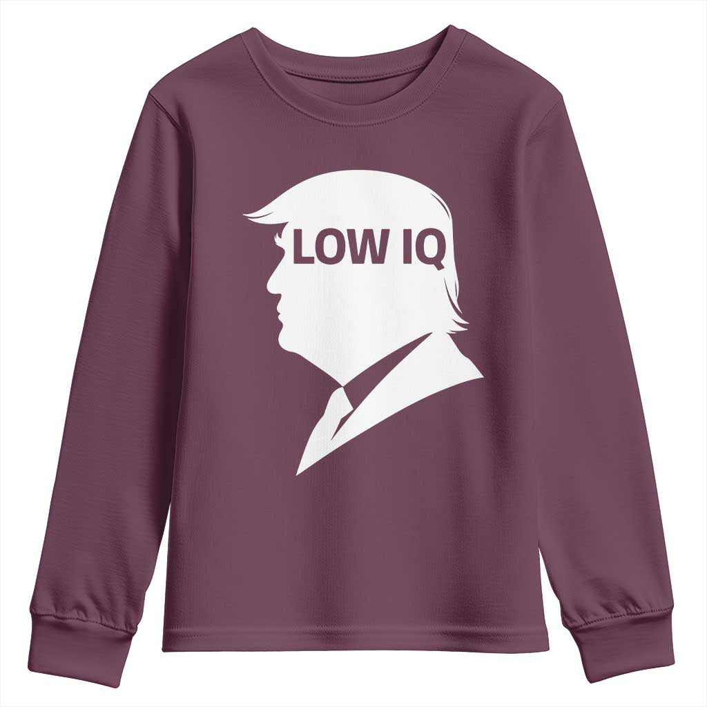 Low IQ Political Silhouette Profile Humor Youth Sweatshirt Satirical Politics Subtle Hate TS02 Maroon Print Your Wear