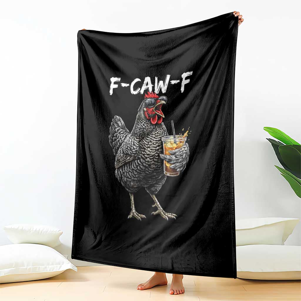 F-CAW-F Sarcastic Chicken Drinking Coffee Throw Blanket Funny Morning Mood Grumpy Hen Iced Coffee Lover TS02 Print Your Wear