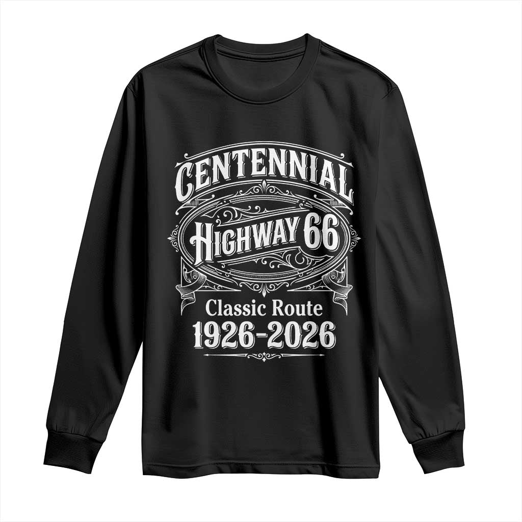 America Highway 66 Centennial 1926-2026 Classic Route Long Sleeve Shirt Vintage The Mother Road Victorian Filigree Graphic TS02 Black Print Your Wear