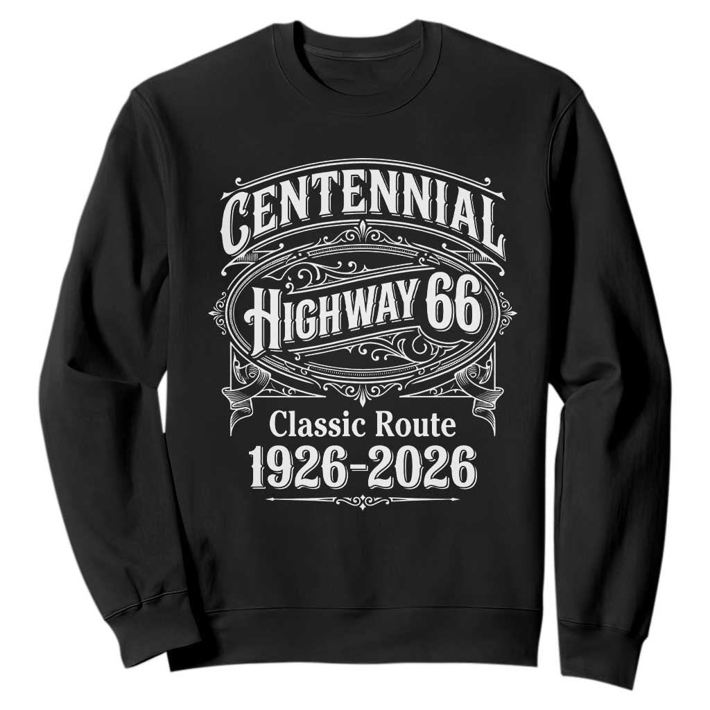 America Highway 66 Centennial 1926-2026 Classic Route Sweatshirt Vintage The Mother Road Victorian Filigree Graphic TS02 Black Print Your Wear