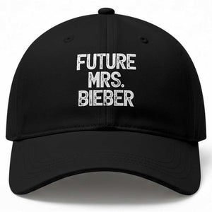 Future Mrs. Pop Star Bride to Be White Script Baseball Cap Iconic Music Fan Gift Vintage TS02 Print Your Wear