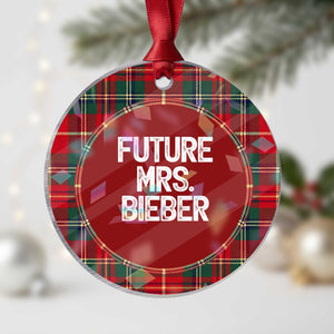 Future Mrs. Pop Star Bride to Be White Script Holographic Acrylic Ornament Iconic Music Fan Gift Vintage