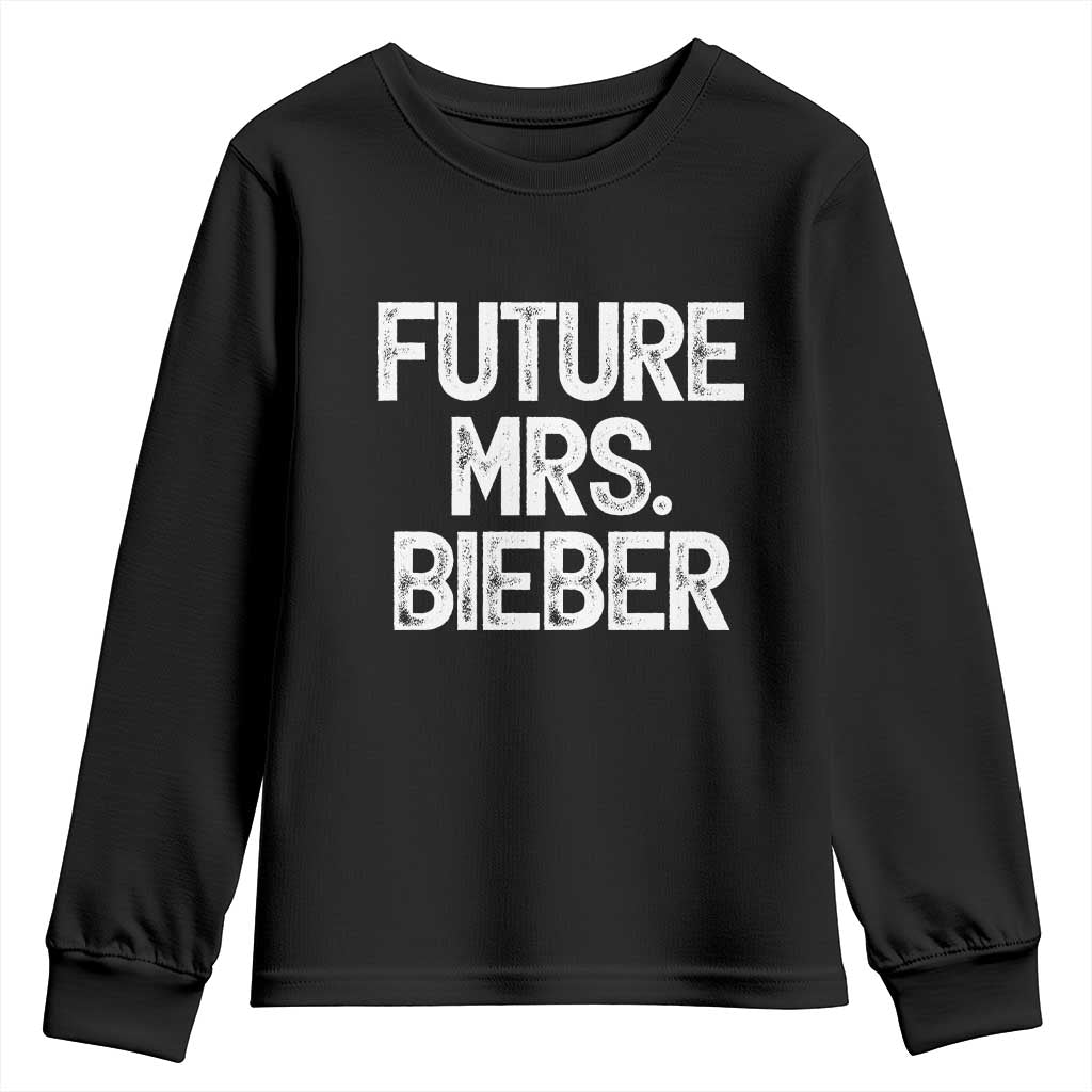 Future Mrs. Pop Star Bride to Be White Script Youth Sweatshirt Iconic Music Fan Gift Vintage TS02 Black Print Your Wear