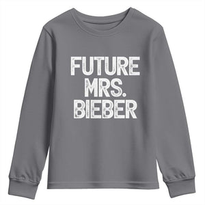 Future Mrs. Pop Star Bride to Be White Script Youth Sweatshirt Iconic Music Fan Gift Vintage TS02 Charcoal Print Your Wear