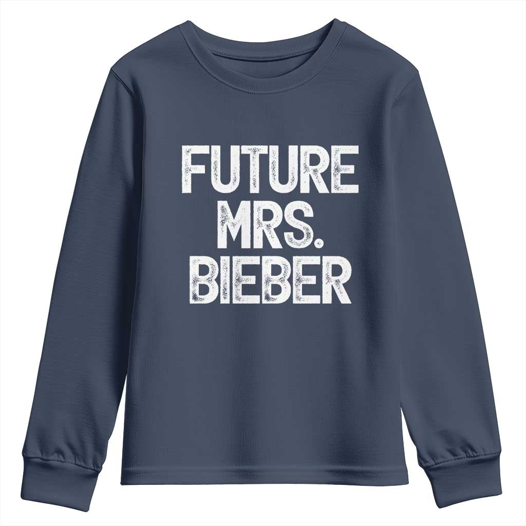 Future Mrs. Pop Star Bride to Be White Script Youth Sweatshirt Iconic Music Fan Gift Vintage TS02 Navy Print Your Wear
