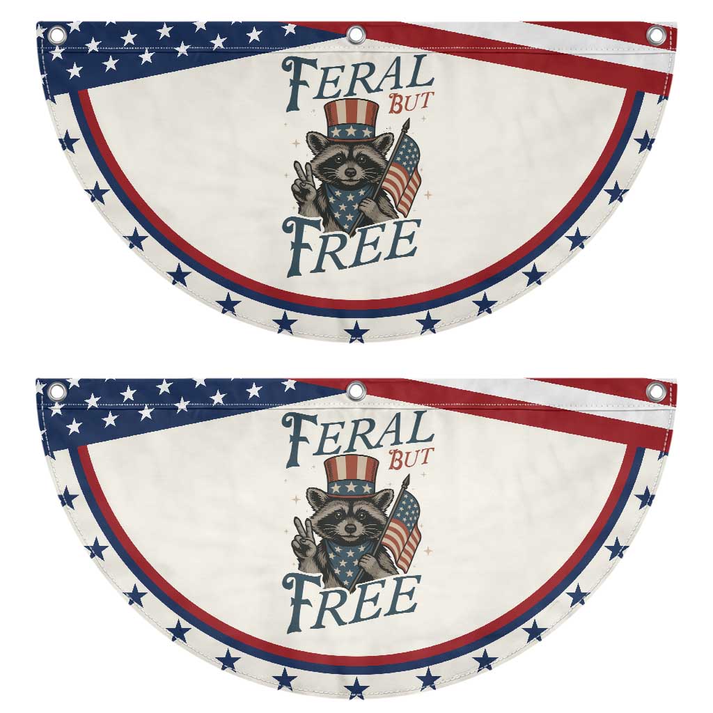 Funny Raccoon American Patriotic Fan Flag Feral But Free 4th Of July American Flag TS02 2pcs pack Classic Beige Print Your Wear