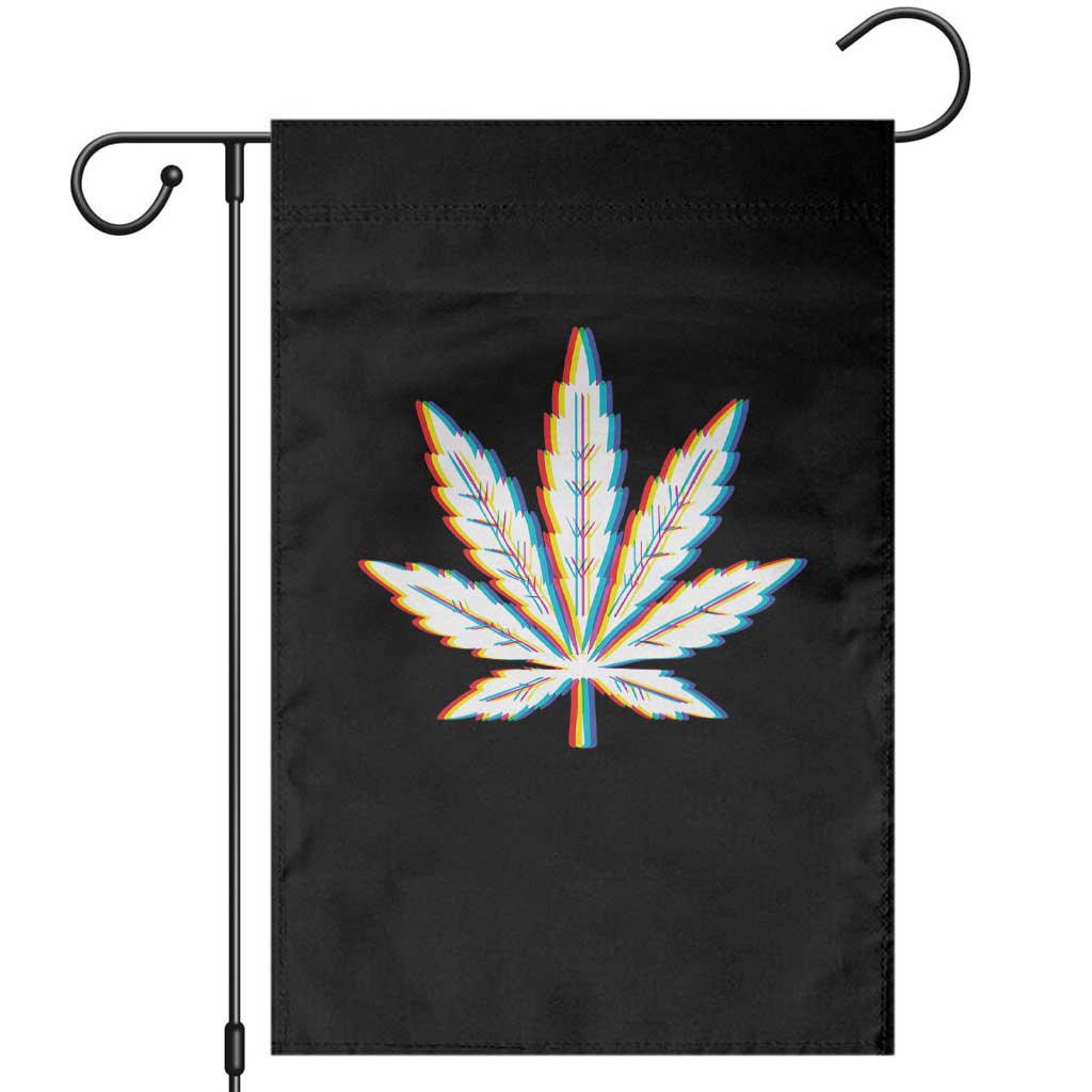 Cannabis Leaf Glitch Effect Graphic Garden Flag Retro RGB Distortion Weed and Stoner Lifestyle TS02 Black Print Your Wear