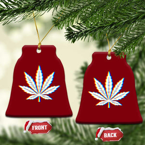 Cannabis Leaf Glitch Effect Graphic Ceramic Ornament Retro RGB Distortion Weed and Stoner Lifestyle TS02 Print Your Wear