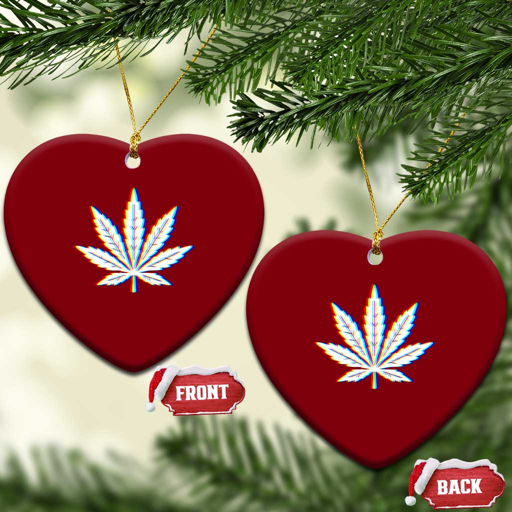 Cannabis Leaf Glitch Effect Graphic Ceramic Ornament Retro RGB Distortion Weed and Stoner Lifestyle TS02 Print Your Wear