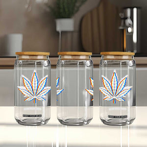 Cannabis Leaf Glitch Effect Graphic Glass Can Retro RGB Distortion Weed and Stoner Lifestyle TS02 Print Your Wear