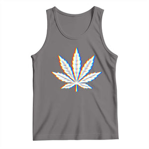 Cannabis Leaf Glitch Effect Graphic Tank Top Retro RGB Distortion Weed and Stoner Lifestyle TS02 Deep Heather Print Your Wear