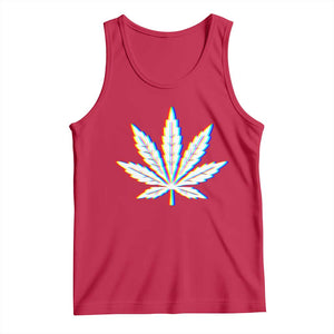 Cannabis Leaf Glitch Effect Graphic Tank Top Retro RGB Distortion Weed and Stoner Lifestyle TS02 Red Print Your Wear