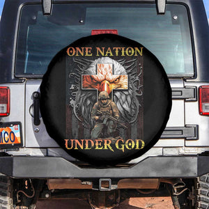 American Patriotic Spare Tire Cover One Nation Under God Christian Cross Bald Eagle TS02 No hole Black Print Your Wear