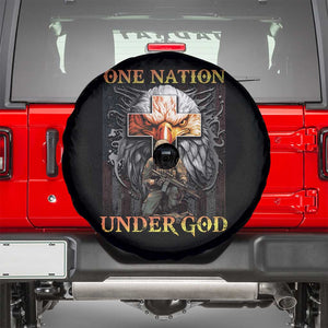 American Patriotic Spare Tire Cover One Nation Under God Christian Cross Bald Eagle TS02 Black Print Your Wear