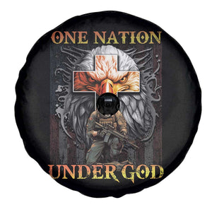 American Patriotic Spare Tire Cover One Nation Under God Christian Cross Bald Eagle TS02 Print Your Wear