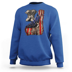 US Pride Sweatshirt American Flag With Combat Boots And Dog Tags TS02 Printyourwear