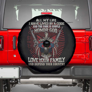 Veteran Spare Tire Cover Honor God Love Your Family And Defend Your Country Christian American Bald Eagle TS02 Black Print Your Wear