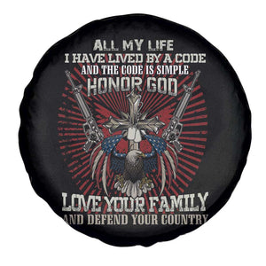 Veteran Spare Tire Cover Honor God Love Your Family And Defend Your Country Christian American Bald Eagle TS02 Print Your Wear