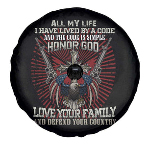 Veteran Spare Tire Cover Honor God Love Your Family And Defend Your Country Christian American Bald Eagle TS02 Print Your Wear