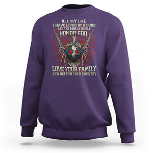 Veteran Sweatshirt Honor God Love Your Family And Defend Your Country Christian American Bald Eagle TS02 Printyourwear