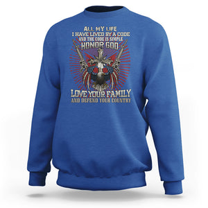 Veteran Sweatshirt Honor God Love Your Family And Defend Your Country Christian American Bald Eagle TS02 Printyourwear