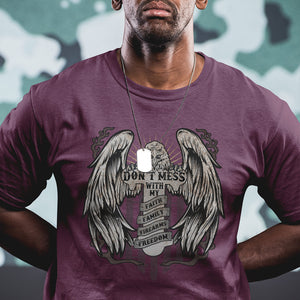 American Eagle T Shirt Don't Mess With My Faith Family Firearms Freedom Bald Eagle TS02 Printyourwear