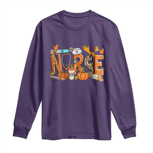 Thanksgiving Fall Nurse Long Sleeve Shirt One Thankful Nurse Life Autumn Pumpkin Season TS02 Purple Print Your Wear