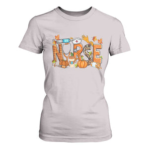 Thanksgiving Fall Nurse T Shirt For Women One Thankful Nurse Life Autumn Pumpkin Season TS02 Ice Gray Print Your Wear