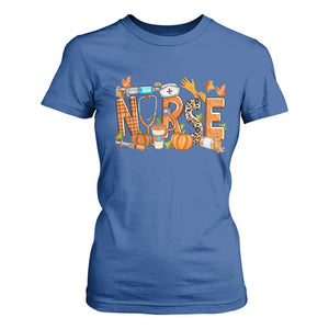 Thanksgiving Fall Nurse T Shirt For Women One Thankful Nurse Life Autumn Pumpkin Season TS02 Royal Blue Print Your Wear