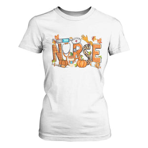 Thanksgiving Fall Nurse T Shirt For Women One Thankful Nurse Life Autumn Pumpkin Season TS02 White Print Your Wear