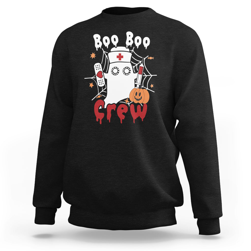 Halloween Nurse Sweatshirt Boo Boo Crew Nurse Ghost Halloween Costume Boo Sheet TS02 Dark Heather Printyourwear