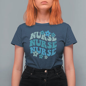 Groovy Nurse T Shirt For Women Nursing School RN Nurse Life Appreciation TS02 Navy Printyourwear