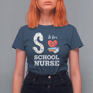 School Nurse T Shirt For Women S Is For School Nursing RN Nurse Appreciation TS02 Navy Printyourwear