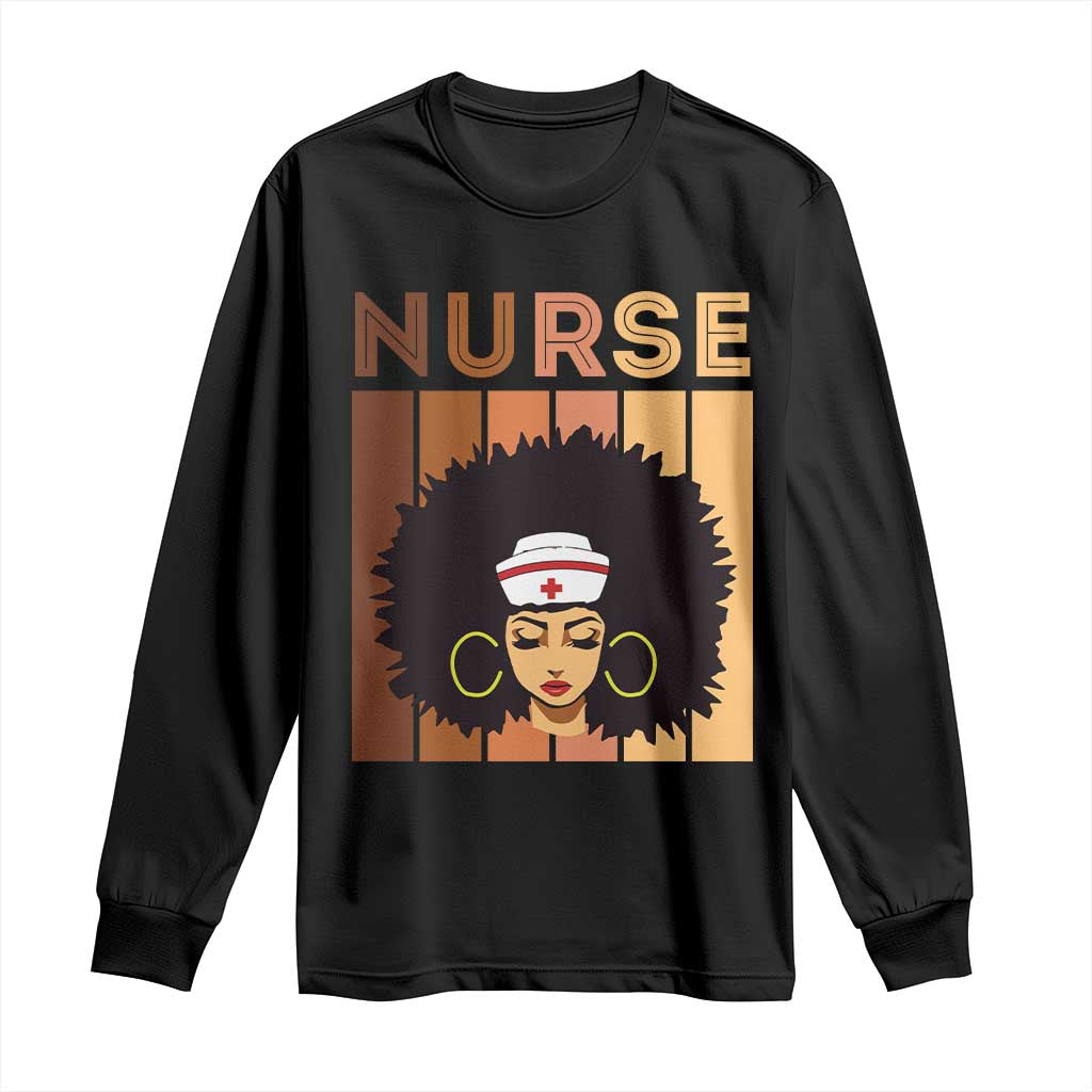 Black Nurse Long Sleeve Shirt Magic Afro Melanin RN Woman TS02 Black Print Your Wear