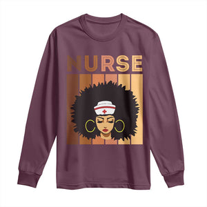 Black Nurse Long Sleeve Shirt Magic Afro Melanin RN Woman TS02 Maroon Print Your Wear