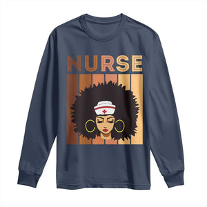 Black Nurse Long Sleeve Shirt Magic Afro Melanin RN Woman TS02 Navy Print Your Wear