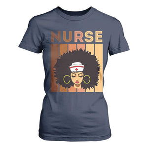 Black Nurse T Shirt For Women Nurse Black Woman Magic Afro Melanin Queen Black History TS02 Navy Printyourwear