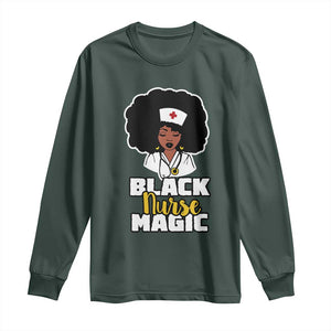 Black Nurse Magic Long Sleeve Shirt Afro Melanin RN Nursing Woman TS02 Dark Forest Green Print Your Wear