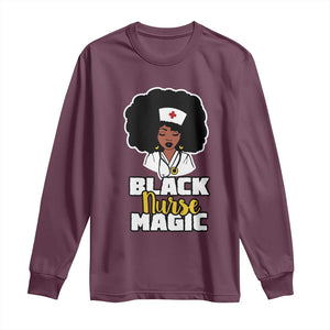 Black Nurse Magic Long Sleeve Shirt Afro Melanin RN Nursing Woman TS02 Maroon Print Your Wear