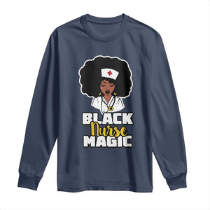 Black Nurse Magic Long Sleeve Shirt Afro Melanin RN Nursing Woman TS02 Navy Print Your Wear